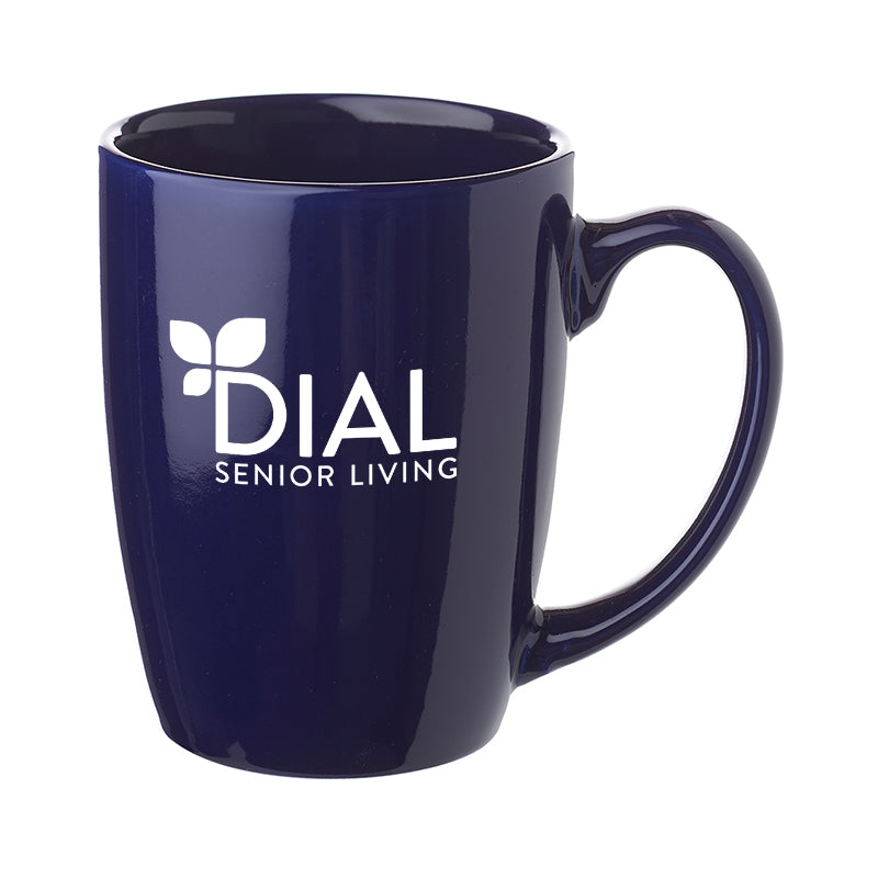 Blue with White logo Ceramic Java Coffee Mug - 12 oz