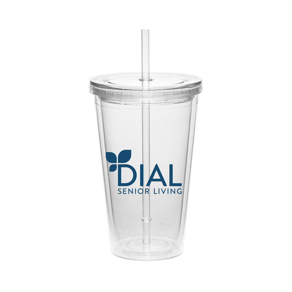 16 oz. Double Wall Acrylic Tumbler With Straw