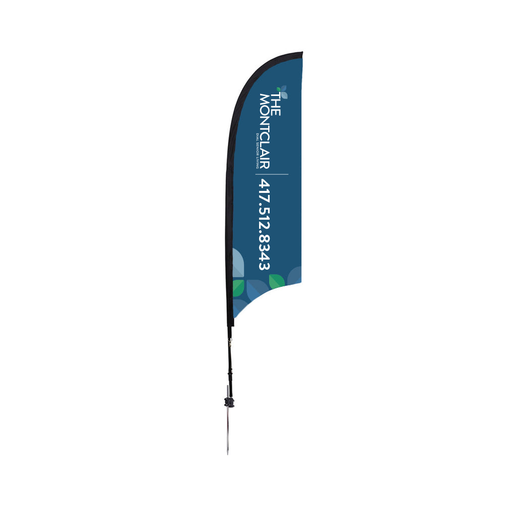 The Montclair Feather Flag - Independent Living - 7' Premium Razor Sail Sign with Ground Spike